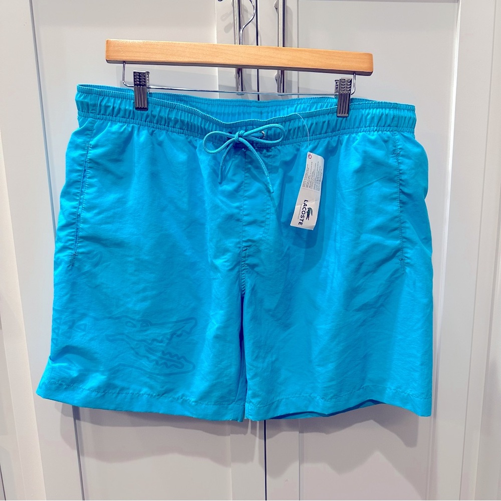 NWT Lacoste Blue Swim Trunks Quick-Drying Elastic Waist